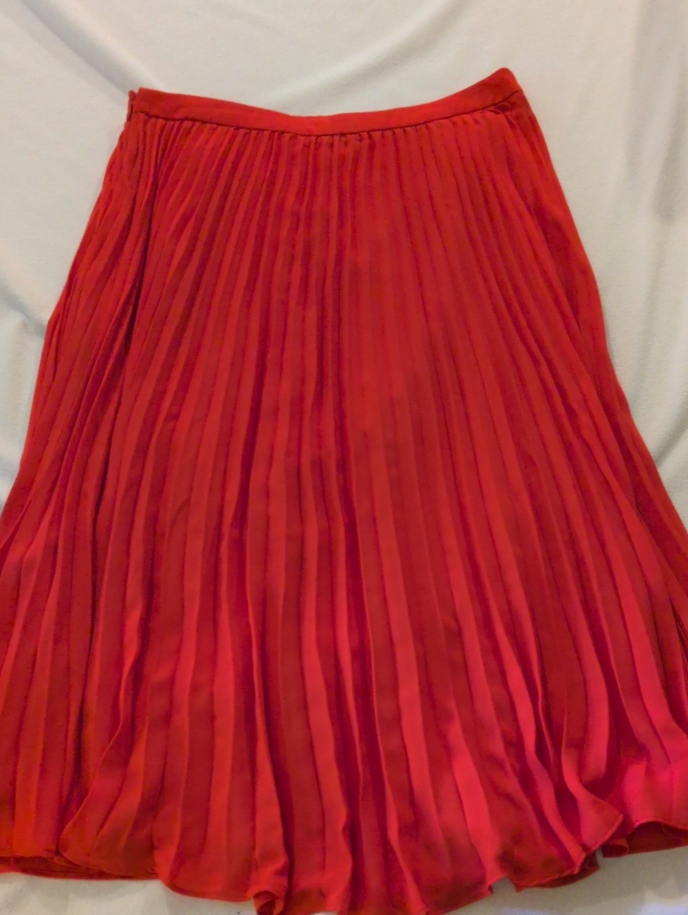Red Pleated Midi Skirt - Classic Women's Pleat Skirt